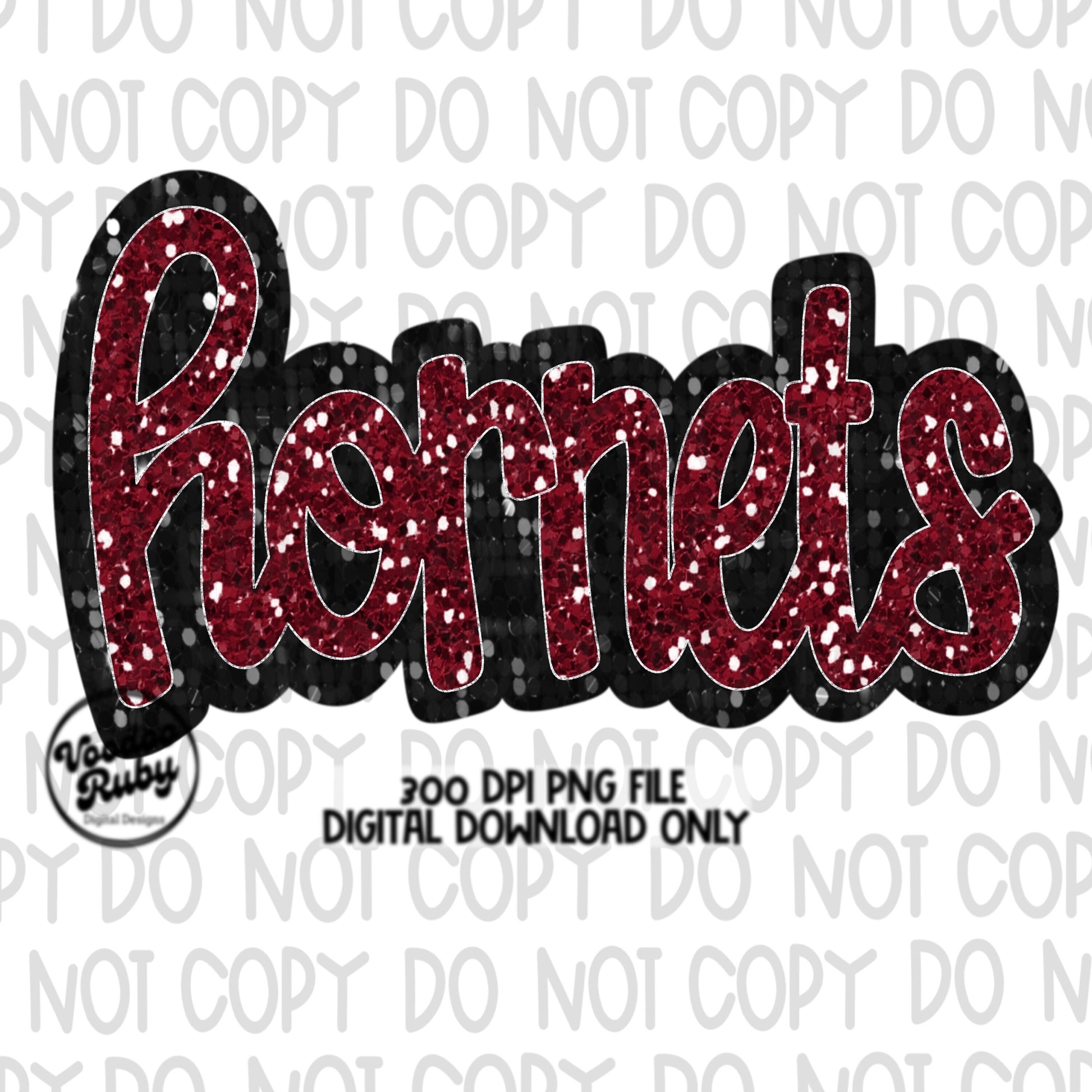 May include: Red glitter text that reads &#39;Hornets&#39; with a black outline. The text is on a white background. 300 DPI PNG FILE DIGITAL DOWNLOAD ONLY