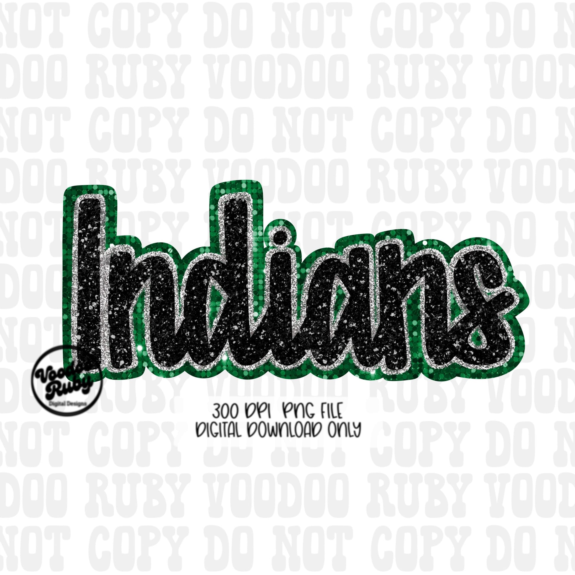 Indians PNG Design Sequins Glitter Hand Drawn Digital Download Faux Sequins Patch PNG Printable Clip Art Faux Appliqué Indians Football DTF