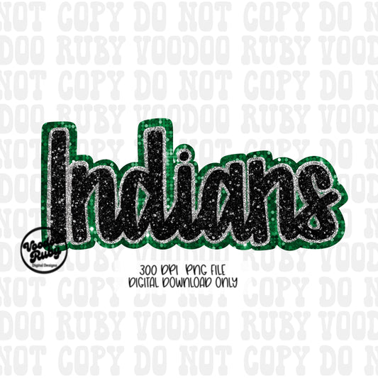Indians PNG Design Sequins Glitter Hand Drawn Digital Download Faux Sequins Patch PNG Printable Clip Art Faux Appliqué Indians Football DTF