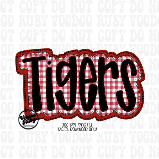Tigers PNG Design Embroidery Faux Applique Hand Drawn Digital Download Sublimation Tigers PNG Football png Tigers DTF Printable