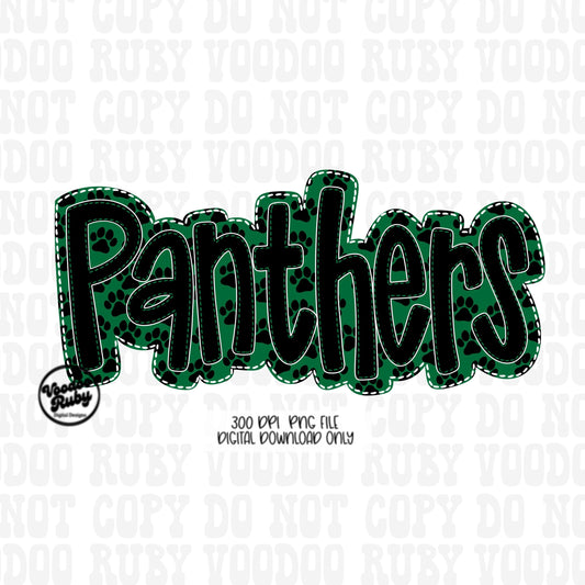 Panthers PNG Design Embroidery Faux Applique Hand Drawn Digital Download Sublimation Panthers DTF Printable Mascot Football