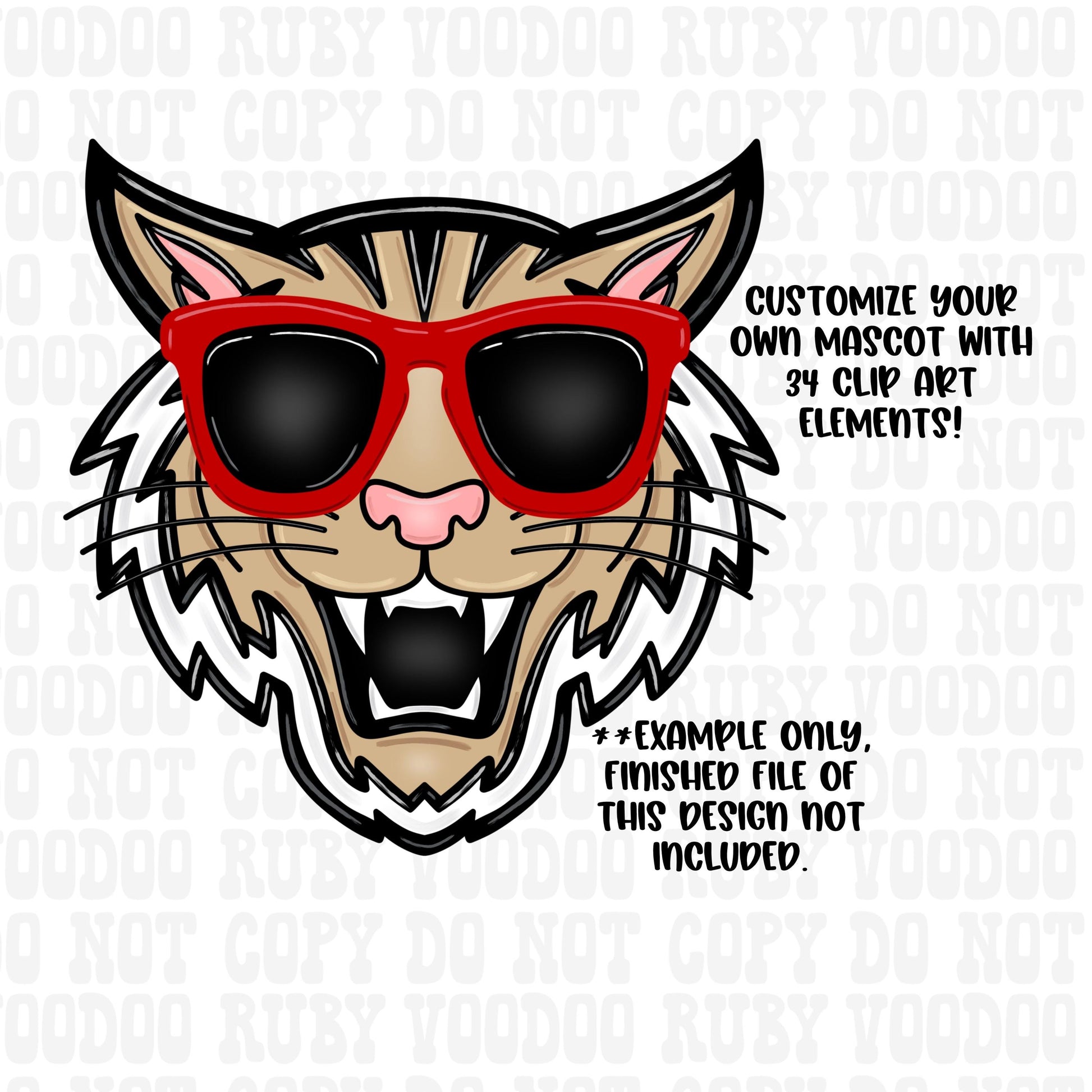Wildcats Mascot PNG Bundle: Hand-Drawn Sublimation Design (Digital Download))
