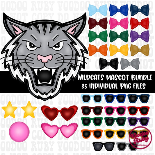 Wildcats Mascot PNG Bundle: Hand-Drawn Sublimation Design (Digital Download))