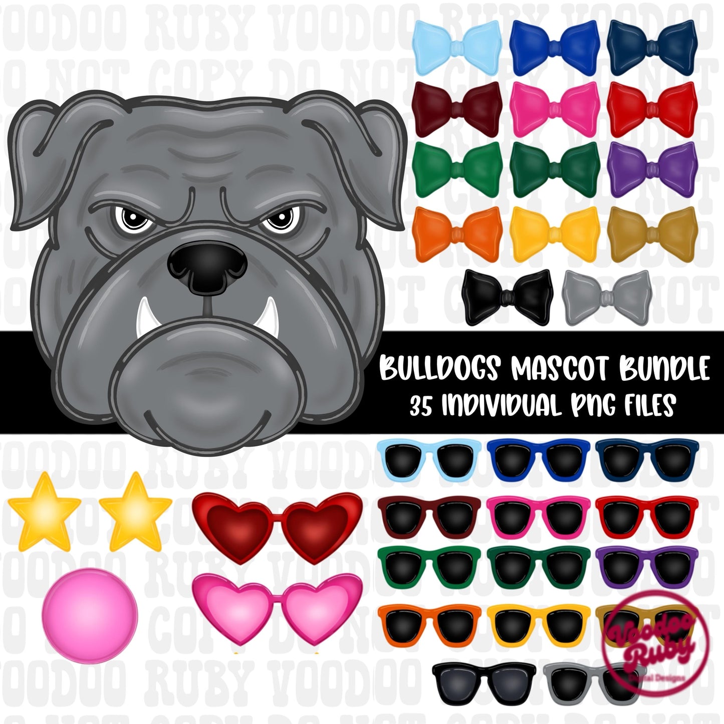 Bulldogs Mascot PNG Bundle: Hand-Drawn Sublimation Design (Digital Download