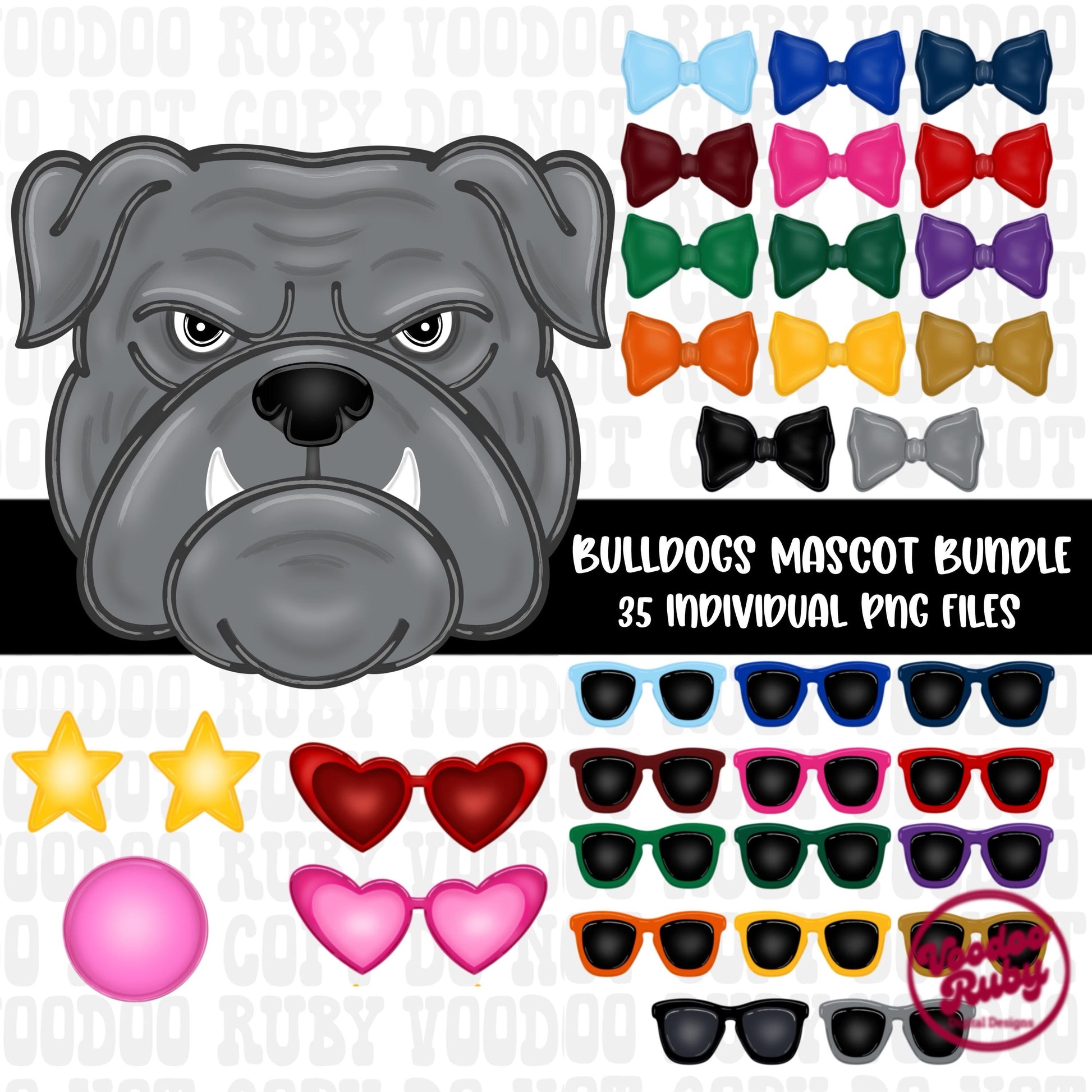 Bulldogs Mascot PNG Bundle: Hand-Drawn Sublimation Design (Digital Download