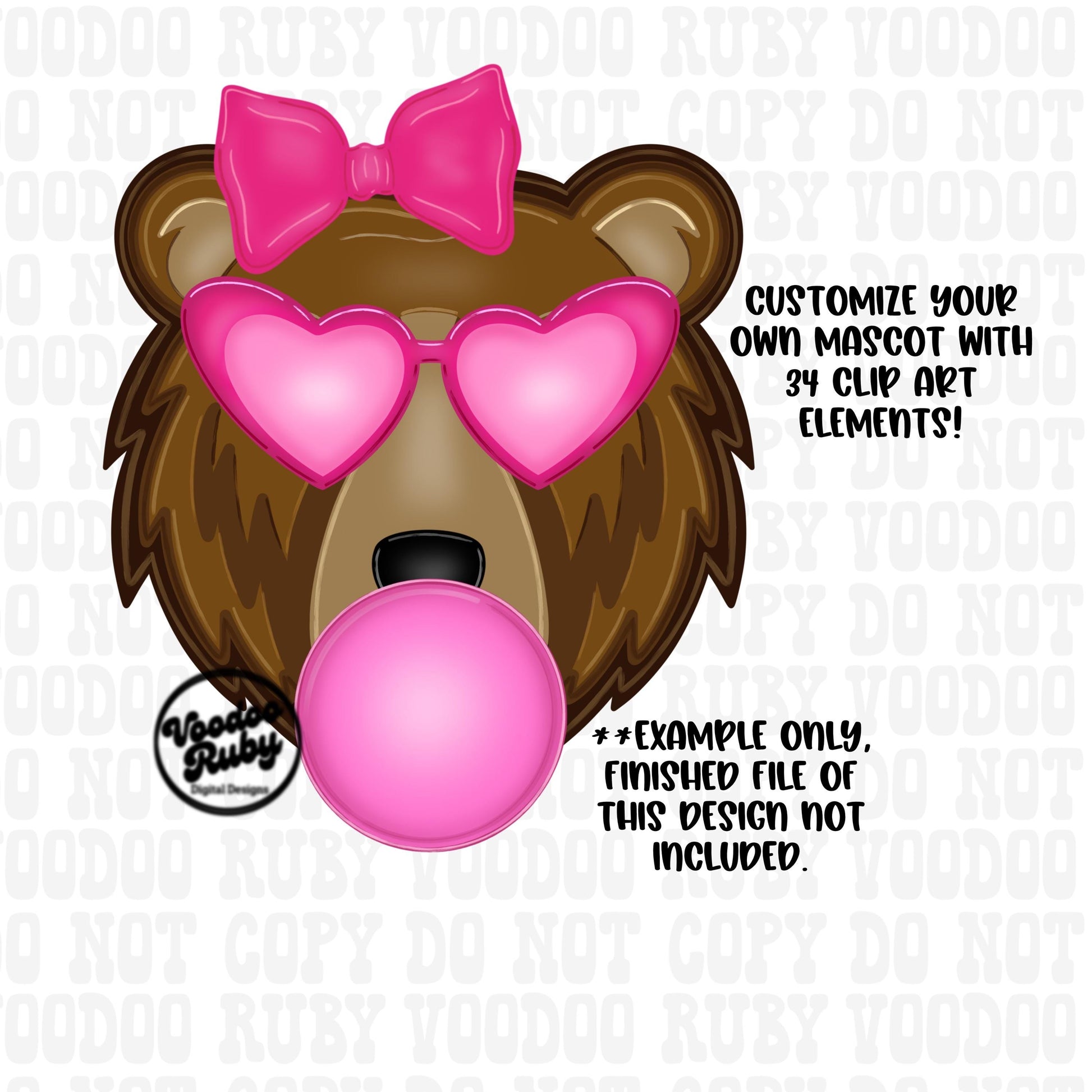 Preppy Bears Mascot PNG Bundle: Hand-Drawn Clip Art (Digital Download)