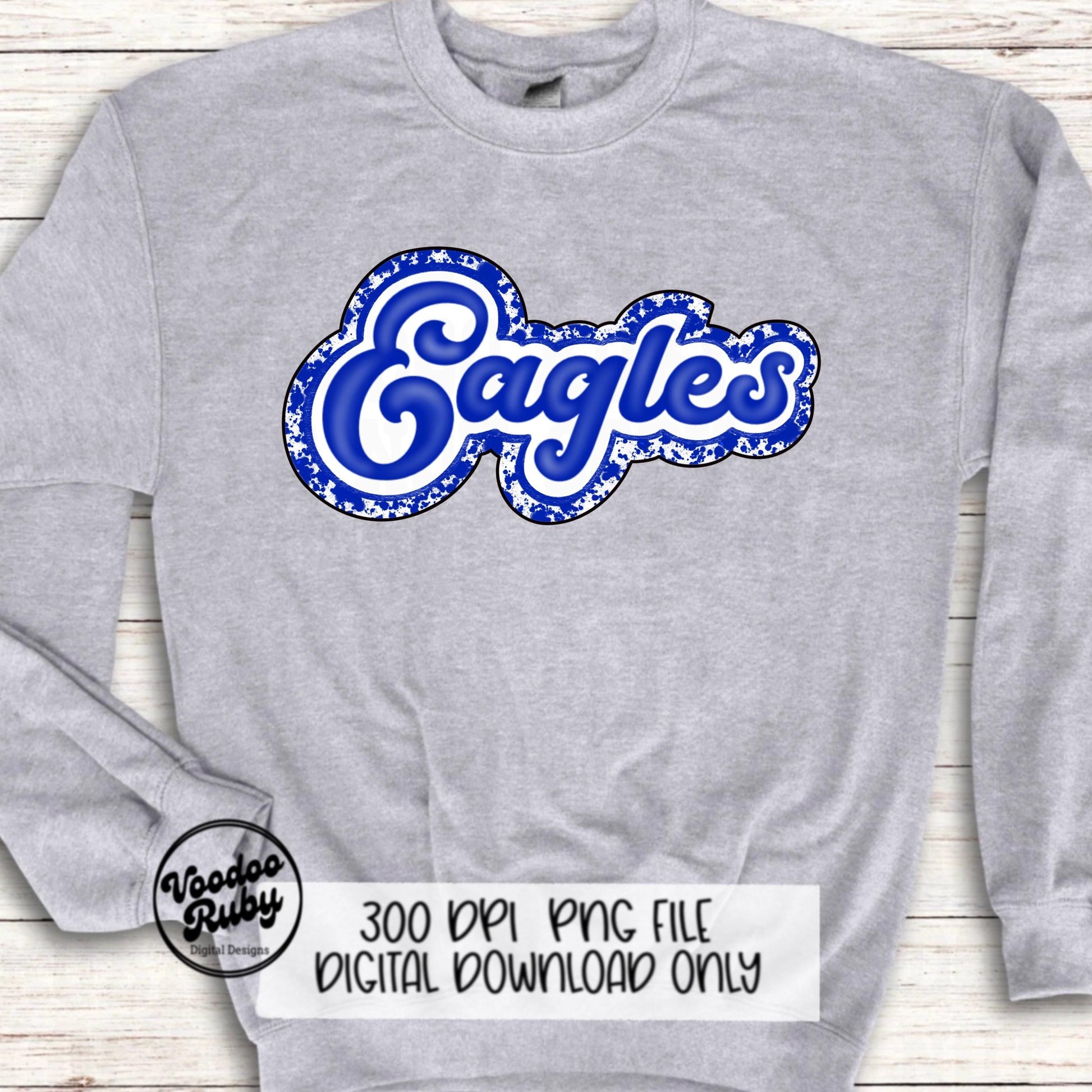 Eagles PNG Design Hand Drawn Digital Download Football PNG Mascot Blue White Eagles Sublimation Retro Sports png DTF Printable