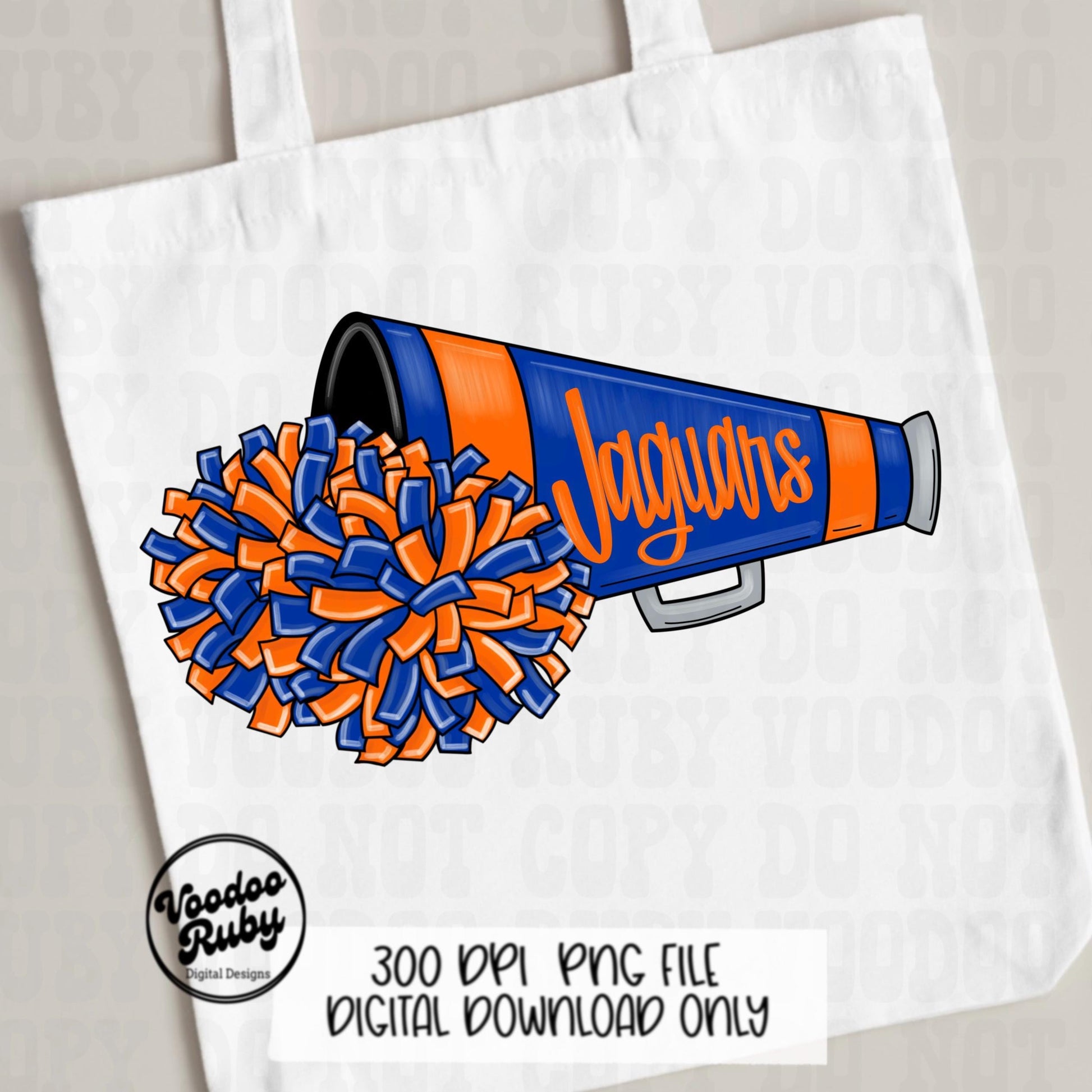 Jaguars Cheer PNG Design Hand Drawn Digital Download Football PNG Sublimation Jaguars Cheerleader png Clip Art Megaphone DTF Printable