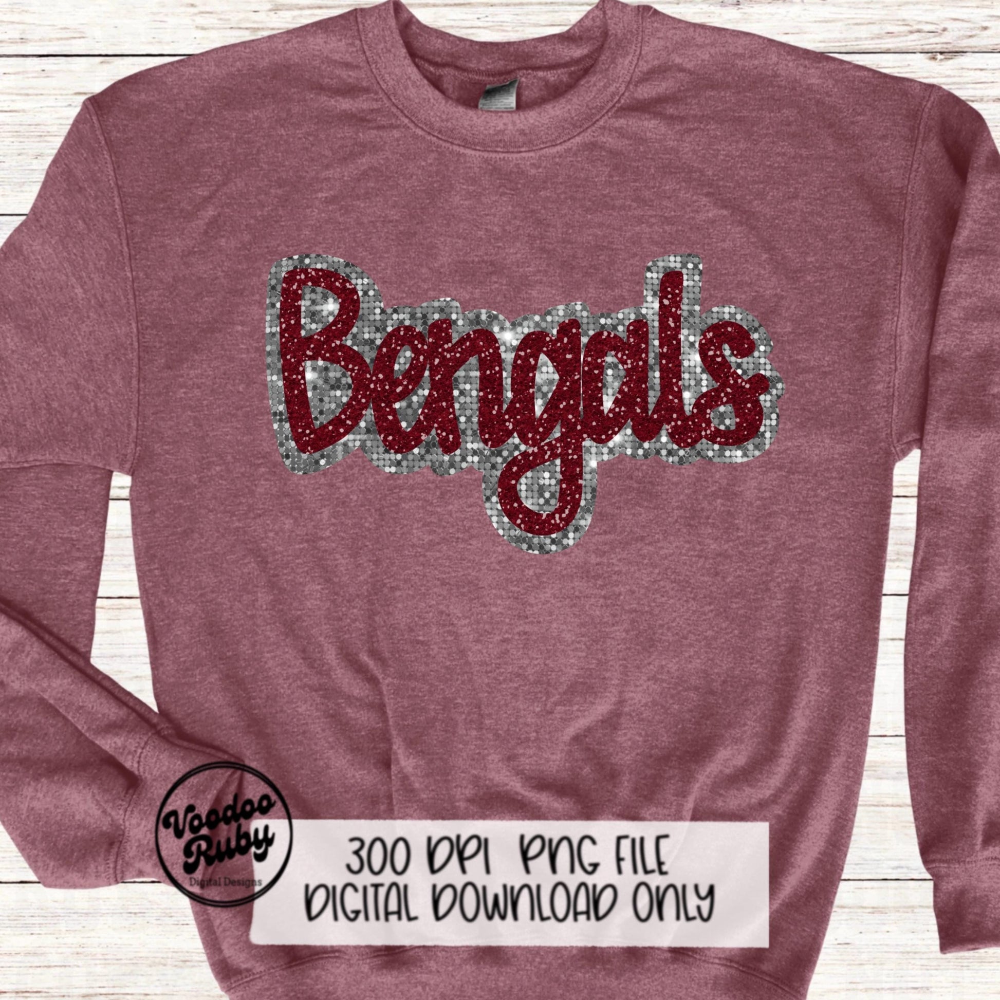 Bengals PNG Design Sequins Glitter Hand Drawn Digital Download Faux Sequins Patch PNG Printable Clip Art Faux Appliqué Bengals Football DTF