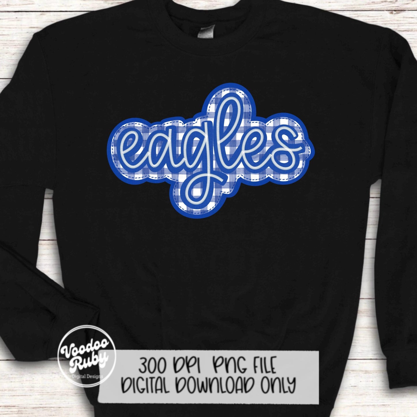 Eagles PNG Design Sublimation Embroidery Faux Applique Hand Drawn Digital Download Eagles DTF Printable Blue Eagles Clip Art Mascot