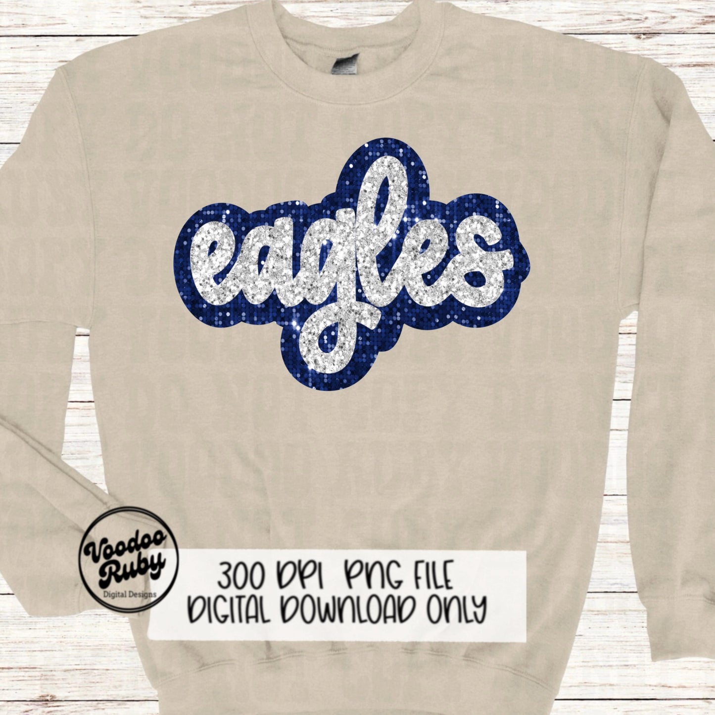 Eagles PNG Design Sublimation Sequins Glitter Hand Drawn Digital Download Faux Sequins Patch PNG Printable Clip Art Faux Appliqué Eagles Football DTF