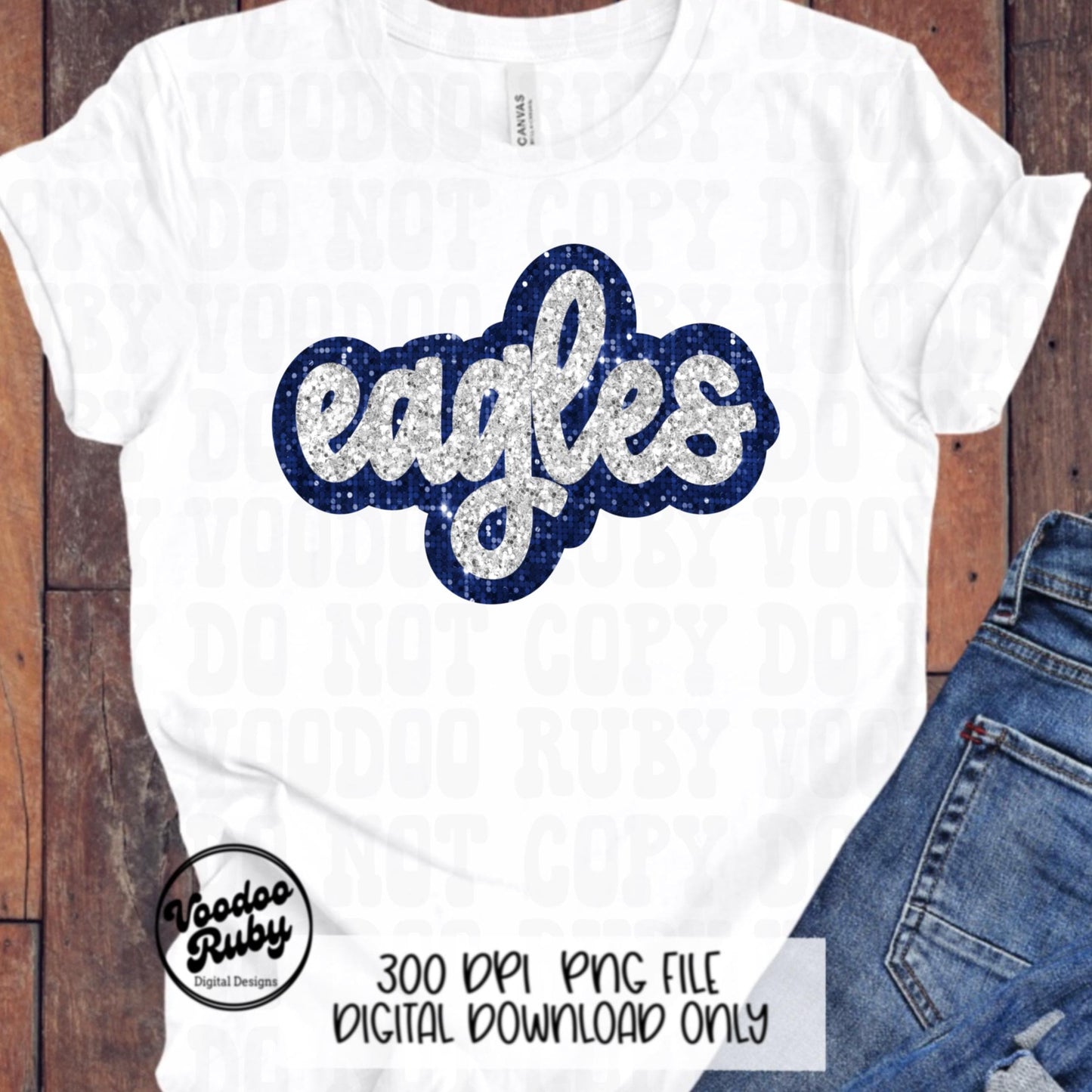 Eagles PNG Design Sublimation Sequins Glitter Hand Drawn Digital Download Faux Sequins Patch PNG Printable Clip Art Faux Appliqué Eagles Football DTF