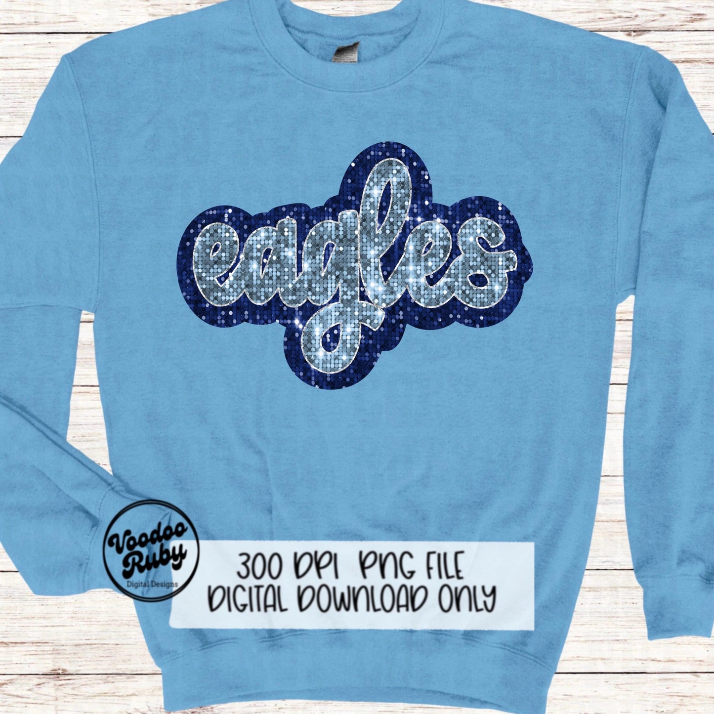 Eagles PNG Design Sequins Glitter Hand Drawn Digital Download Faux Sequins Patch PNG Printable Clip Art Faux Appliqué Eagles Football DTF