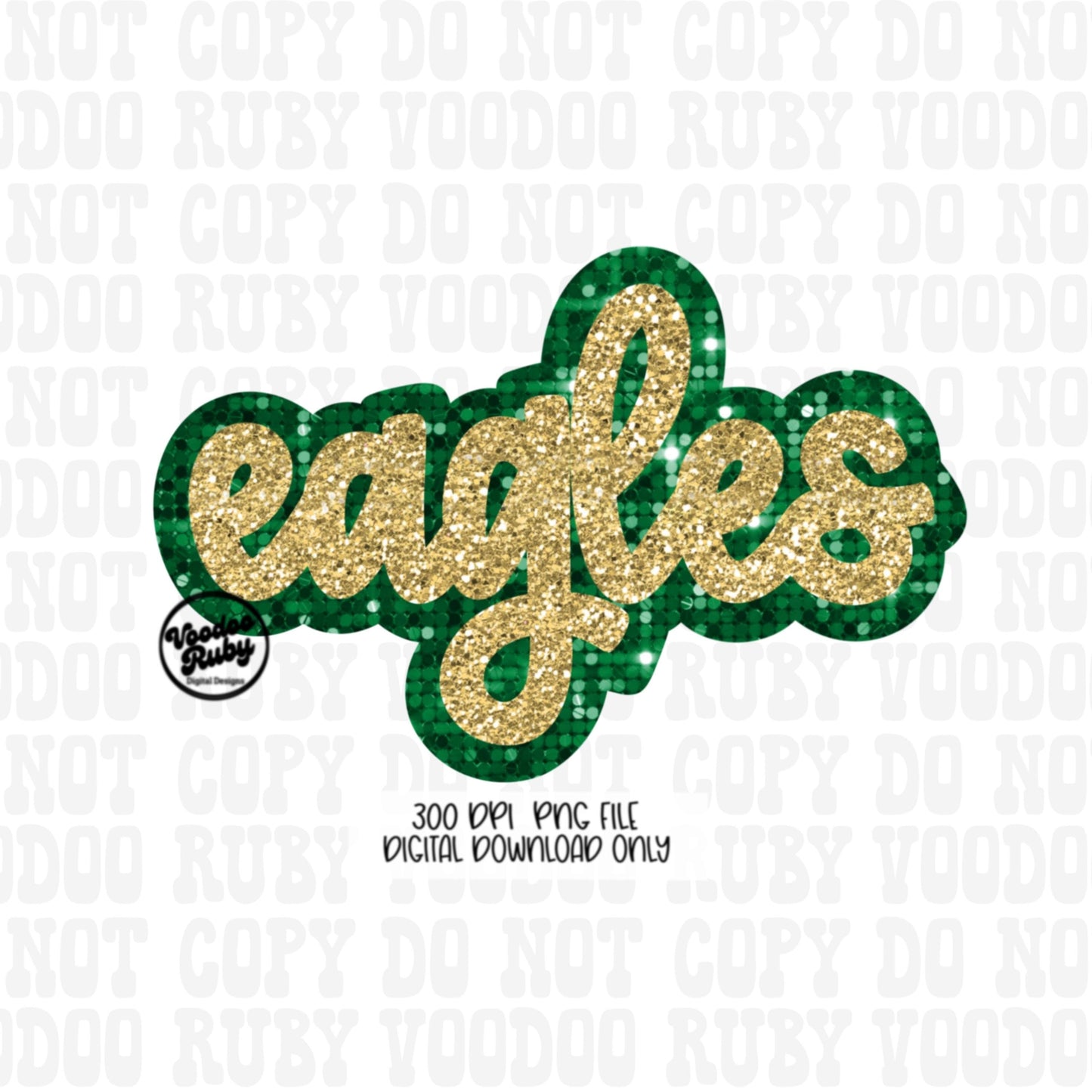 Eagles PNG Design Sequins Glitter Hand Drawn Digital Download Faux Sequins Patch PNG Printable Clip Art Faux Appliqué Eagles Football DTF