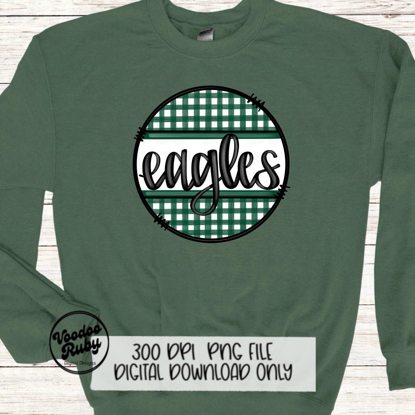 Eagles Mascot PNG: Green & White Football Design (Digital Download)