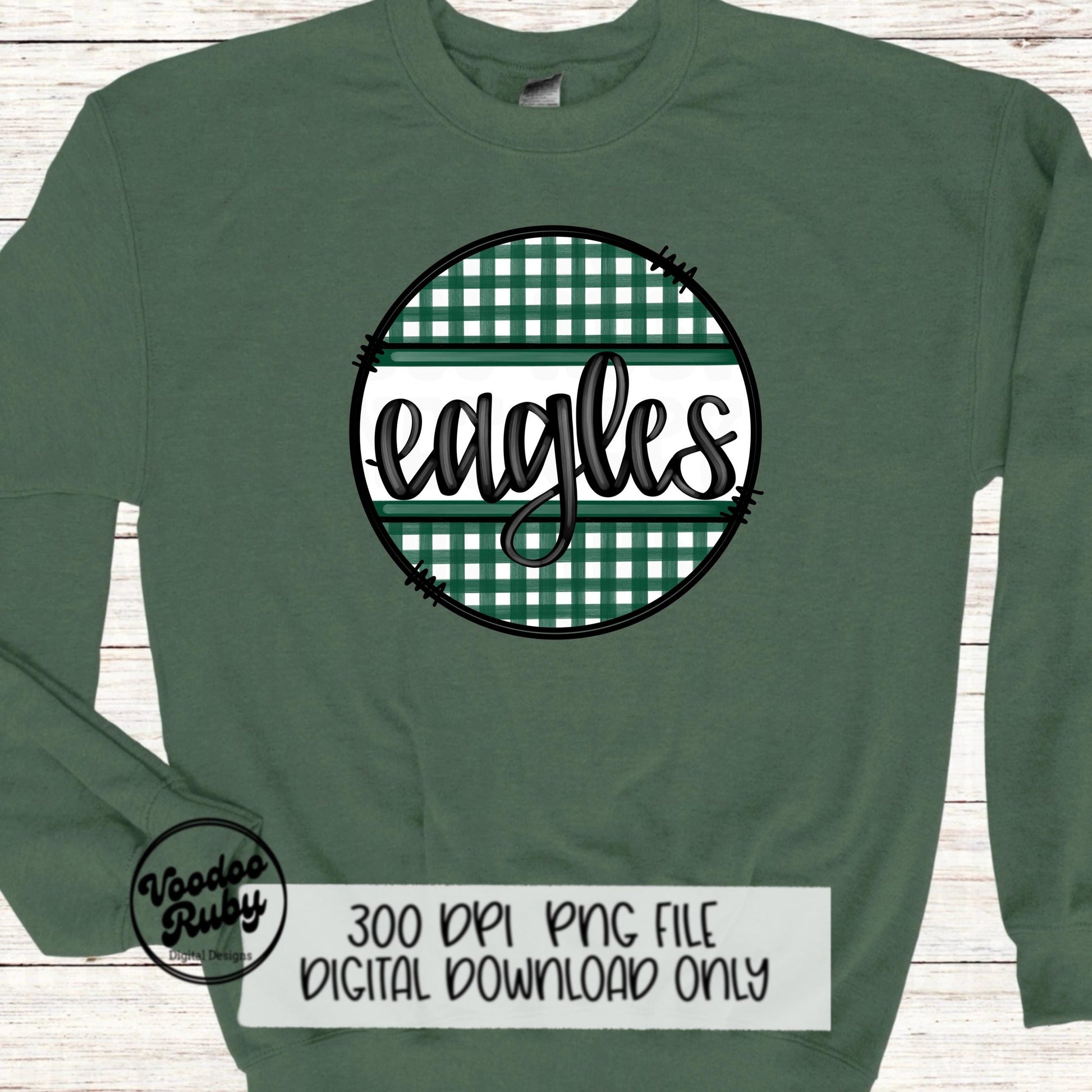 Eagles Mascot PNG: Green & White Football Design (Digital Download)