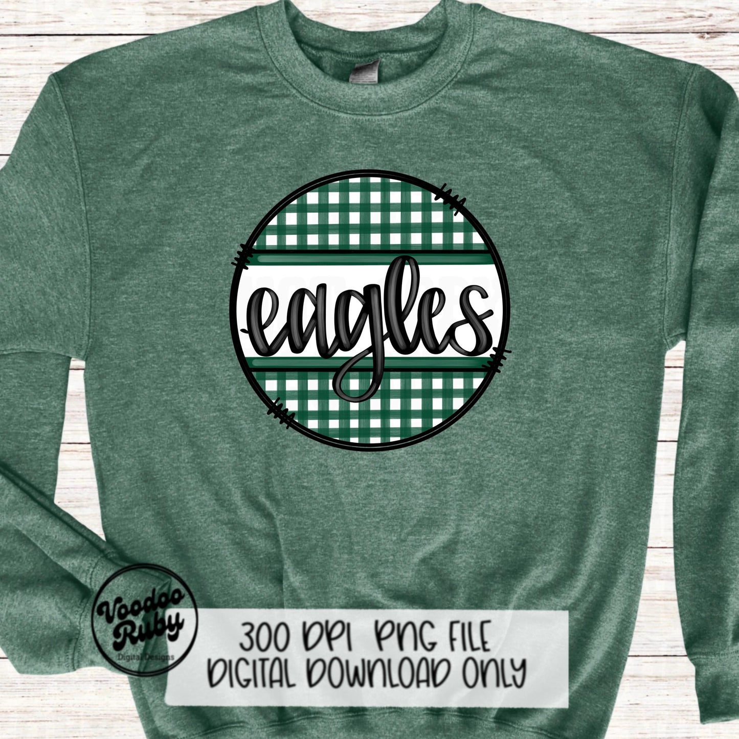 Eagles Mascot PNG: Green & White Football Design (Digital Download)