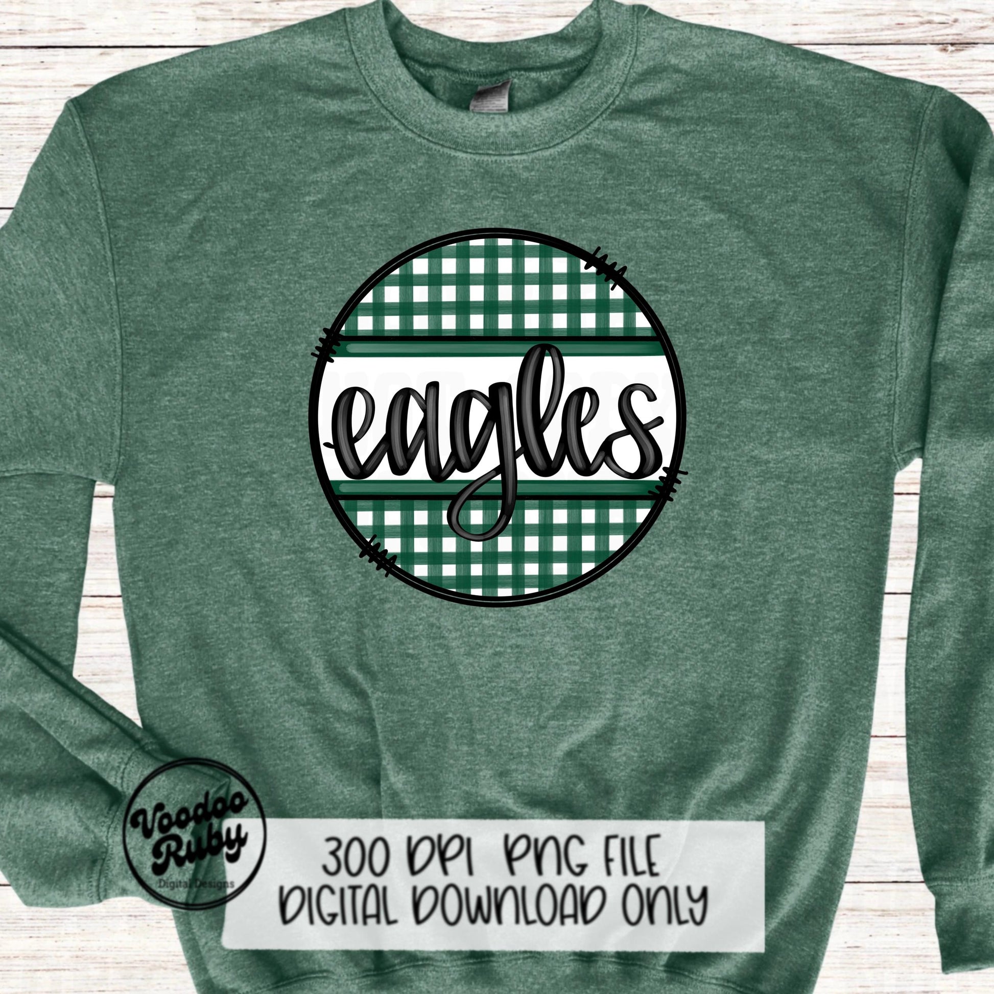 Eagles Mascot PNG: Green & White Football Design (Digital Download)
