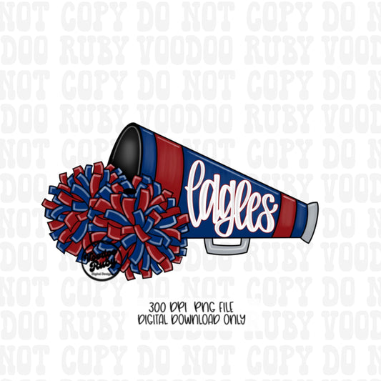 Eagles Mascot Cheer PNG: Hand Drawn Sublimation Design (Digital Download)