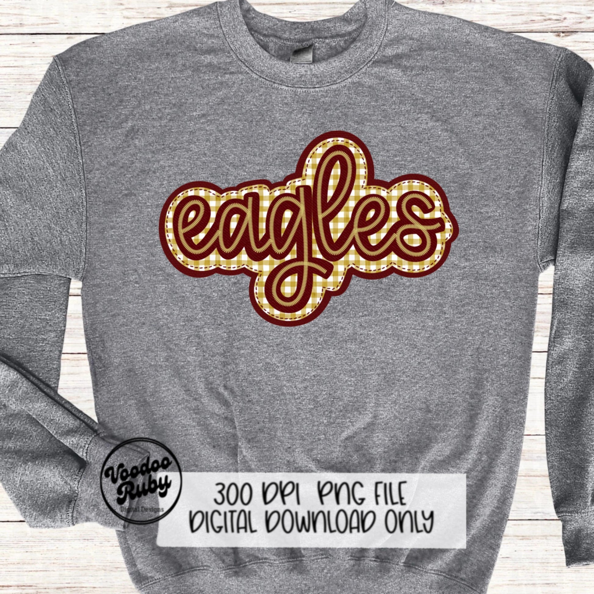 Eagles PNG Design Embroidery Faux Applique Hand Drawn Digital Download Sublimation Eagles PNG Football png Eagles DTF Printable