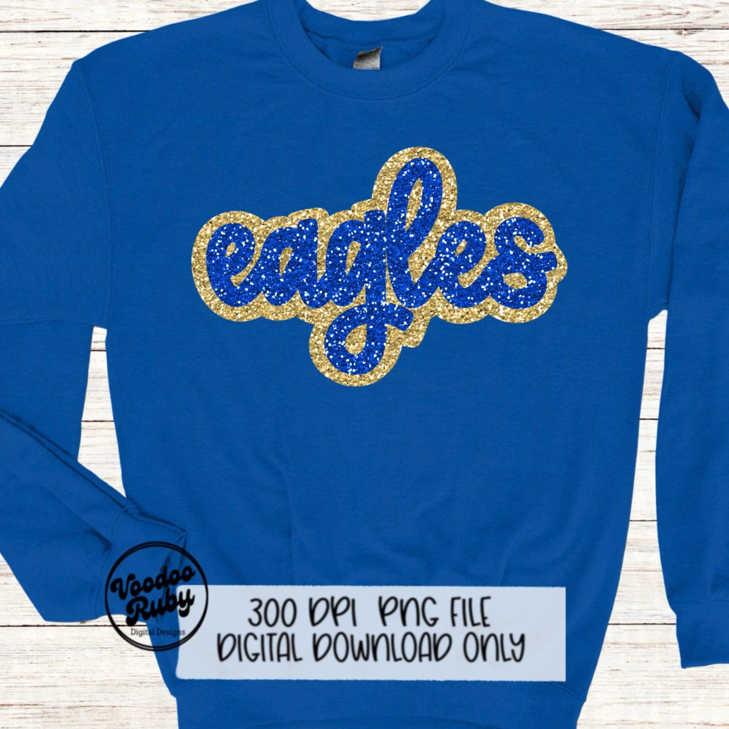 Eagles Mascot PNG: Hand-Drawn Faux Sequin Design (Digital Download)