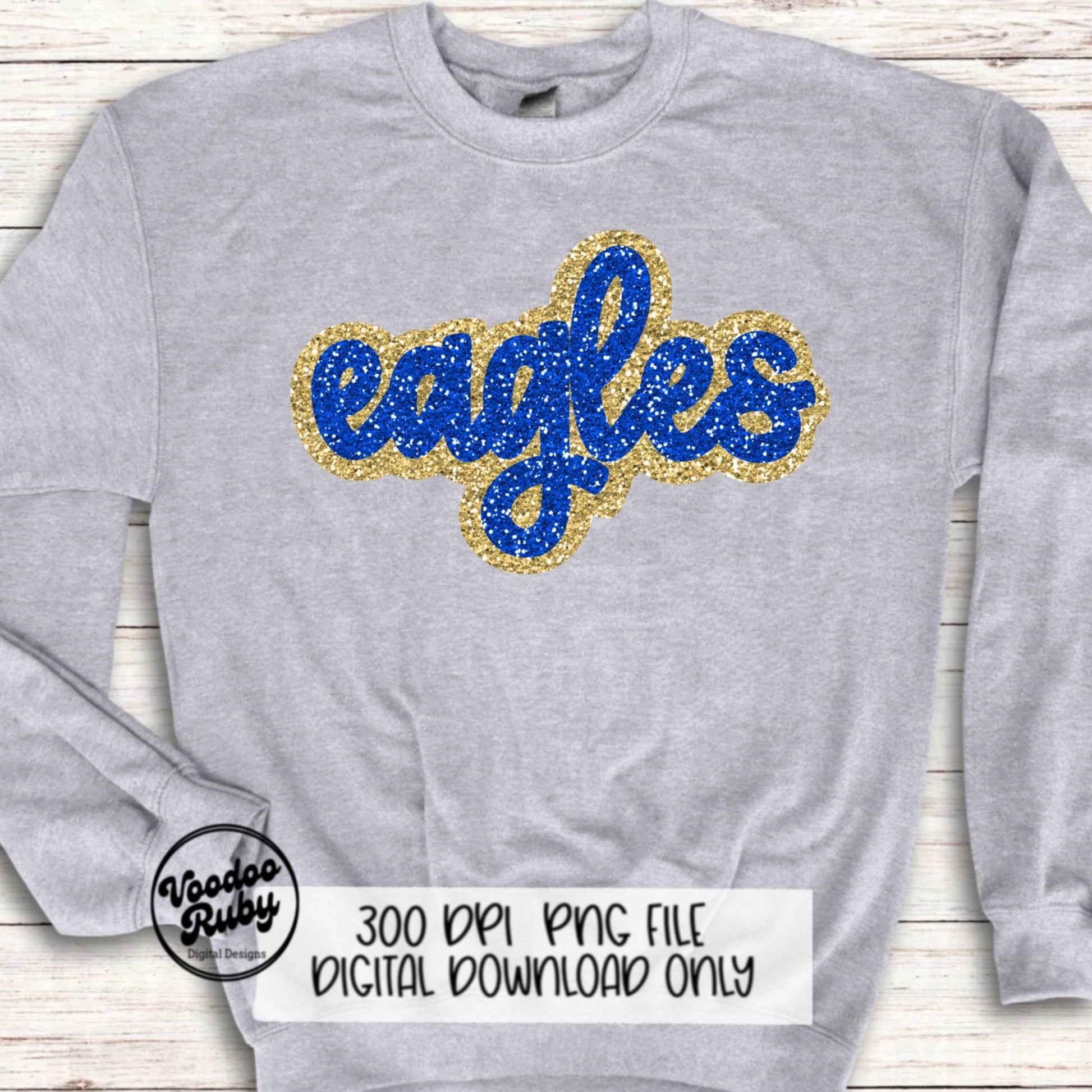 Eagles Mascot PNG: Hand-Drawn Faux Sequin Design (Digital Download)