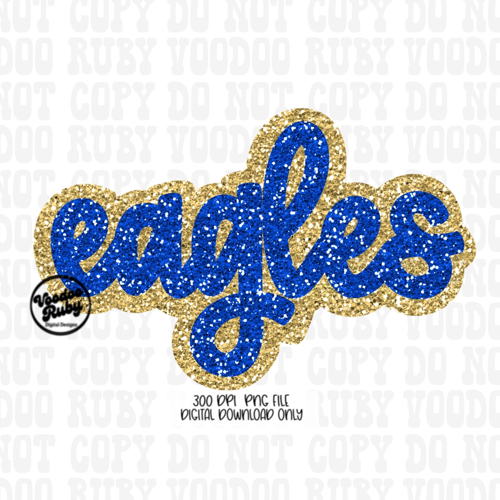 Eagles Mascot PNG: Hand-Drawn Faux Sequin Design (Digital Download)