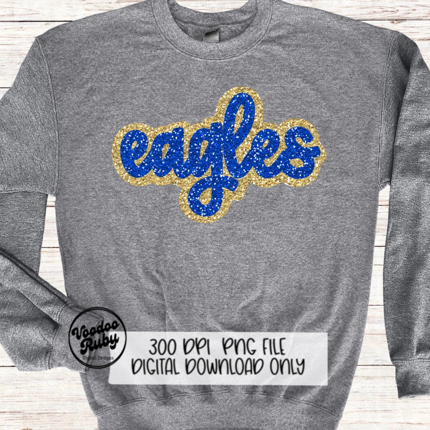 Eagles Mascot PNG: Hand-Drawn Faux Sequin Design (Digital Download)