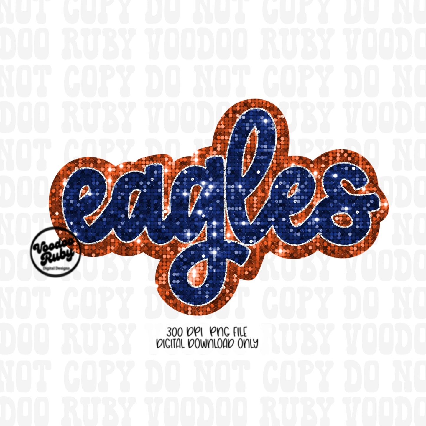 Eagles Mascot PNG: Hand-Drawn Faux Sequin Design (Digital Download)