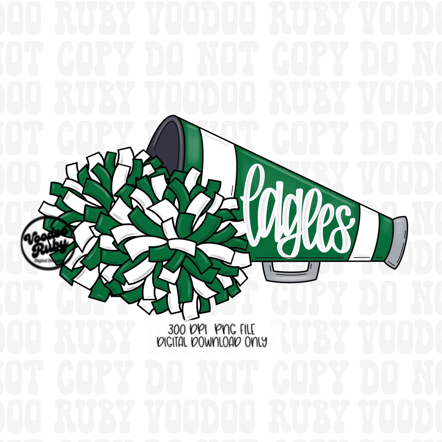 Eagles Mascot PNG: Hand Drawn Cheerleader Sublimation Design (Digital Download)