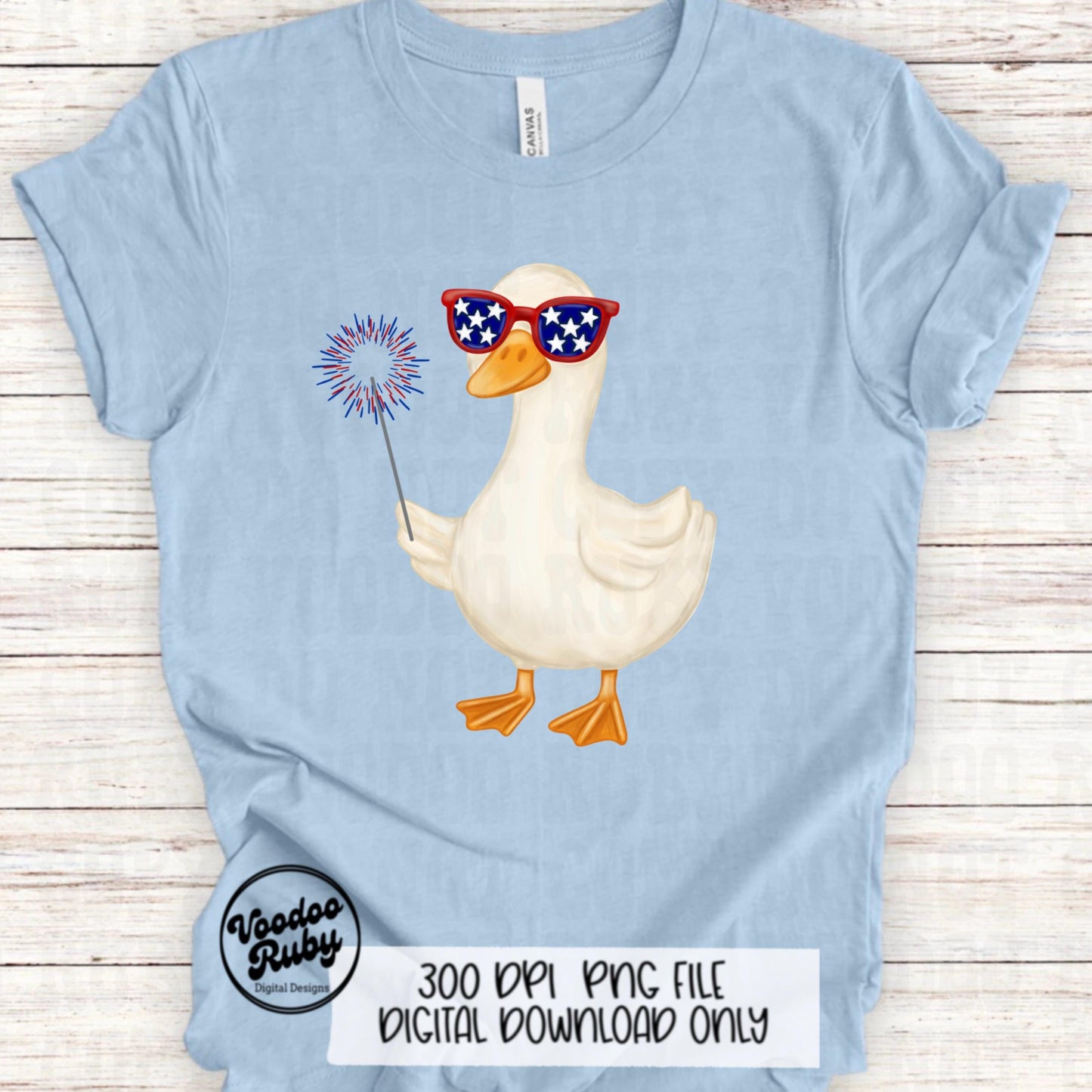 4th of July Goose PNG Design, Sublimation Hand Drawn Digital Download, Funny Goose with Sparkler Fireworks DTF Printable Clip Art