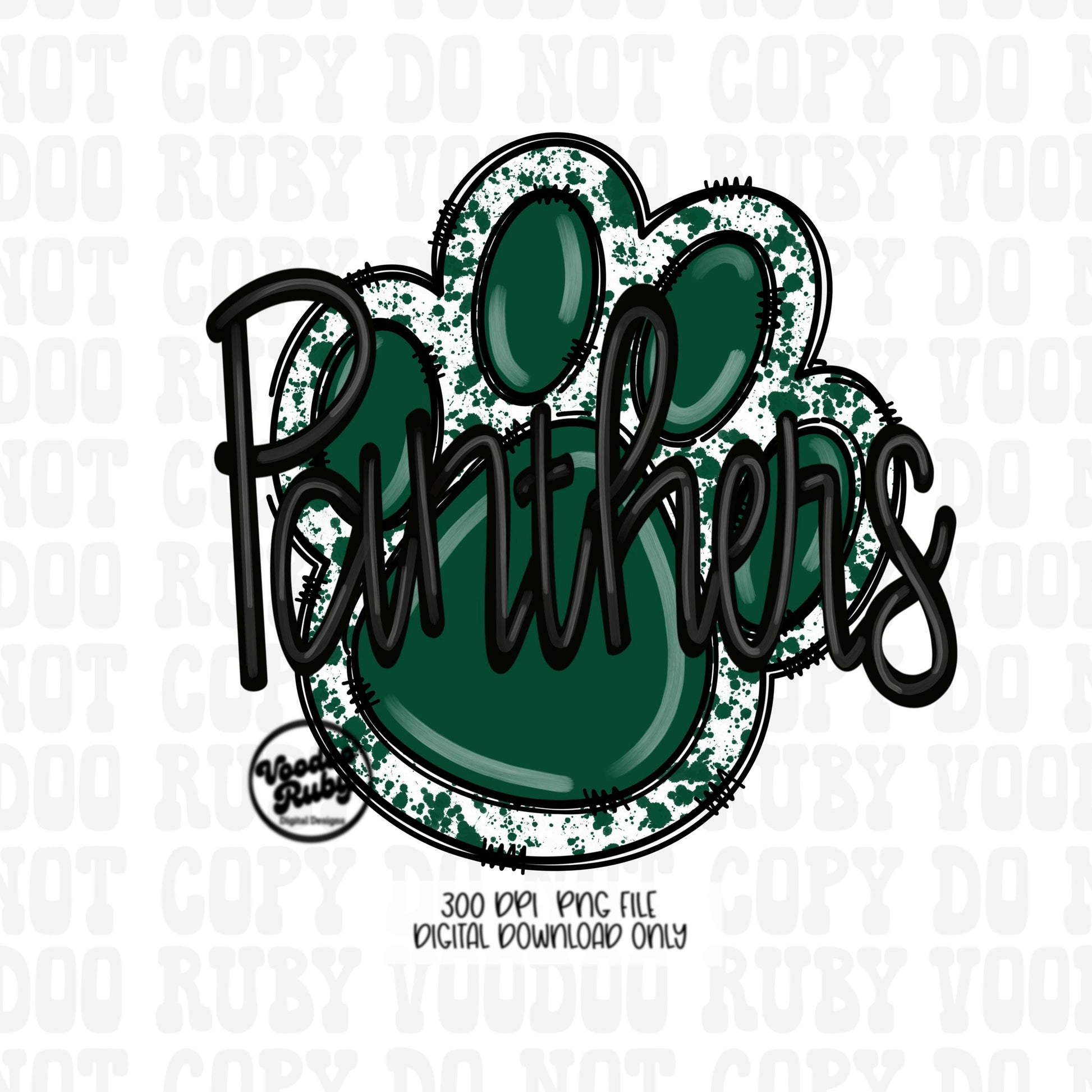 Panthers PNG Design Sublimation Hand Drawn Digital Download Football PNG Green Panthers png Paw Print Sublimation Blanks Mascot DTF Printable Cheer png