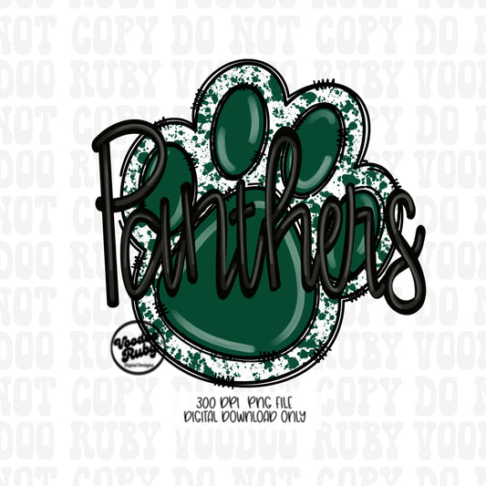 Panthers PNG Design Sublimation Hand Drawn Digital Download Football PNG Green Panthers png Paw Print Sublimation Blanks Mascot DTF Printable Cheer png