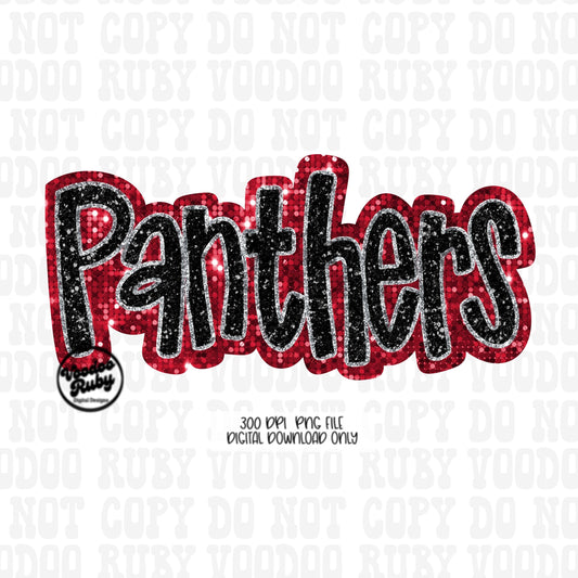 Panthers PNG Design Sequins Glitter Hand Drawn Digital Download Faux Sequins Patch PNG Printable Faux Appliqué Panthers Football DTF