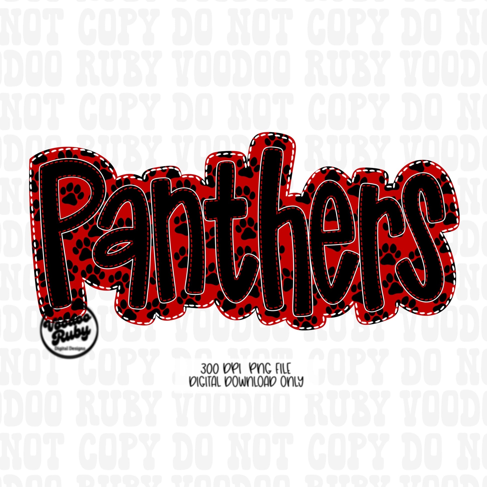Panthers PNG Design Embroidery Faux Applique Hand Drawn Digital Download Sublimation Panthers DTF Printable Mascot Football