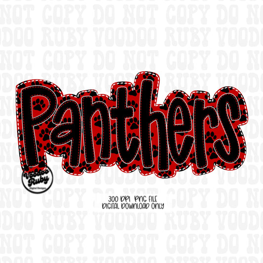 Panthers PNG Design Embroidery Faux Applique Hand Drawn Digital Download Sublimation Panthers DTF Printable Mascot Football