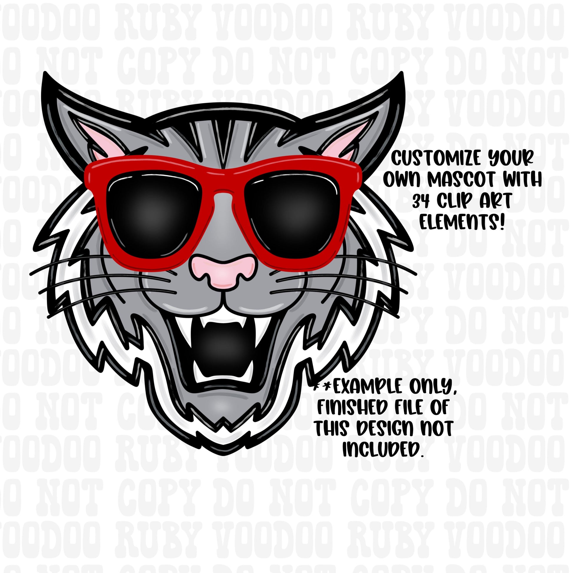 Wildcats Mascot PNG Bundle: Hand-Drawn Sublimation Design (Digital Download))
