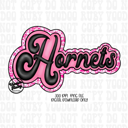 Hornets Sublimation Design | Hornets PNG | Hand Drawn Digital Download | Pink Football PNG | Mascot | Sports png | Clip Art | Printable