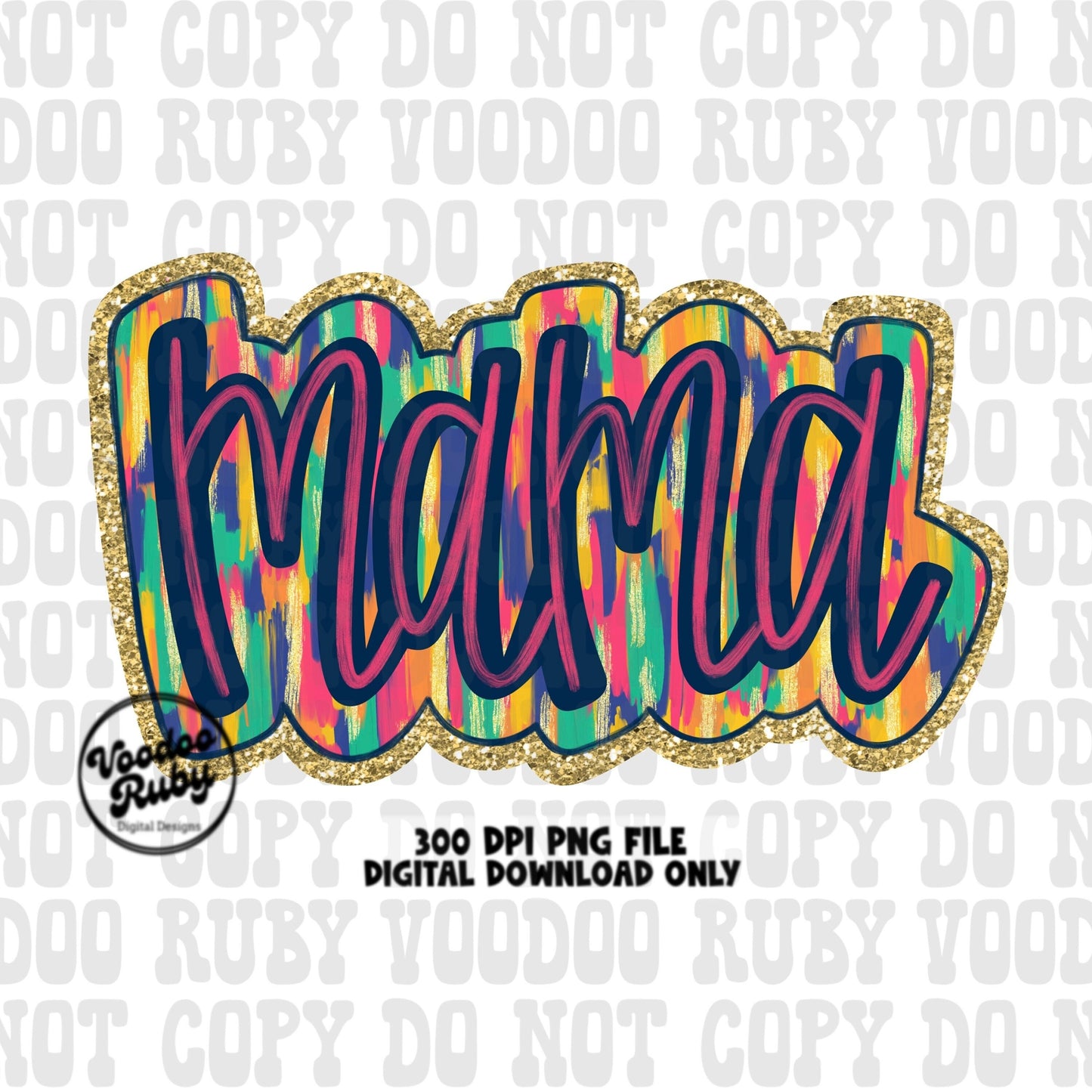 Glitter Mama PNG Design Sublimation Hand Drawn Digital Download Summer PNG Mama Clip Art Mom dtf Printable Mother's Day png