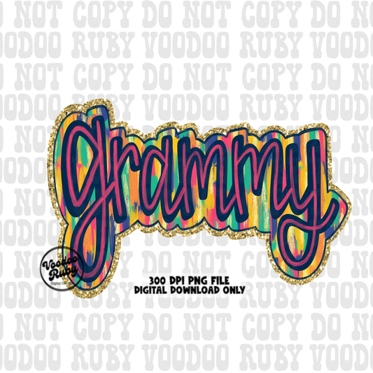 Glitter Grammy PNG Design Sublimation Hand Drawn Digital Download Summer PNG Grammy Clip Art Mom dtf Printable Mother's Day png