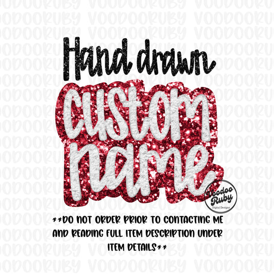 Custom Name PNG Design Faux Sequin PNG Design Faux Chenille Png Design Faux Applique Png Hand Drawn DTF Printable Custom Digital Download