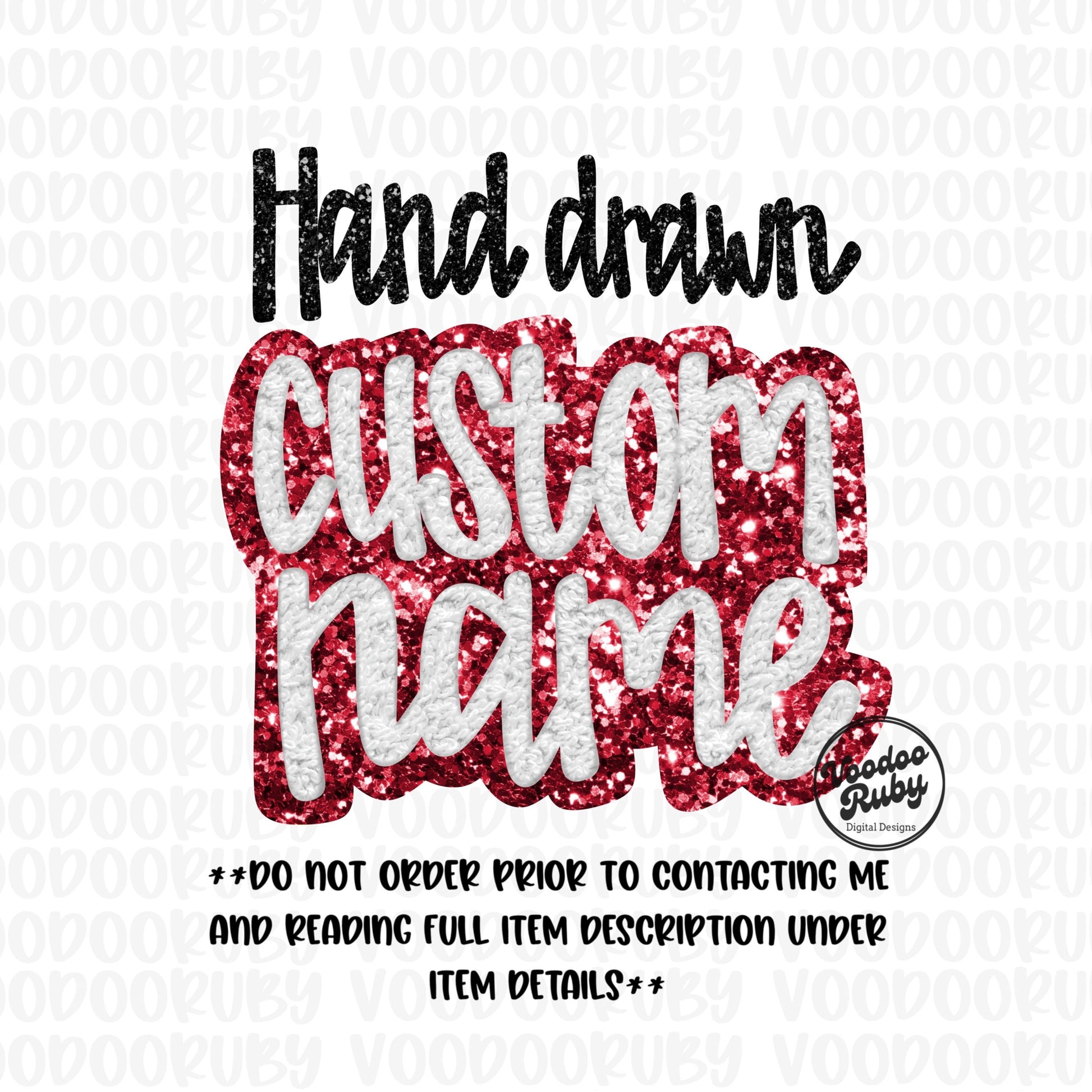 Custom Mascot Name PNG Design: Hand-Drawn Faux Glitter (Digital Download)