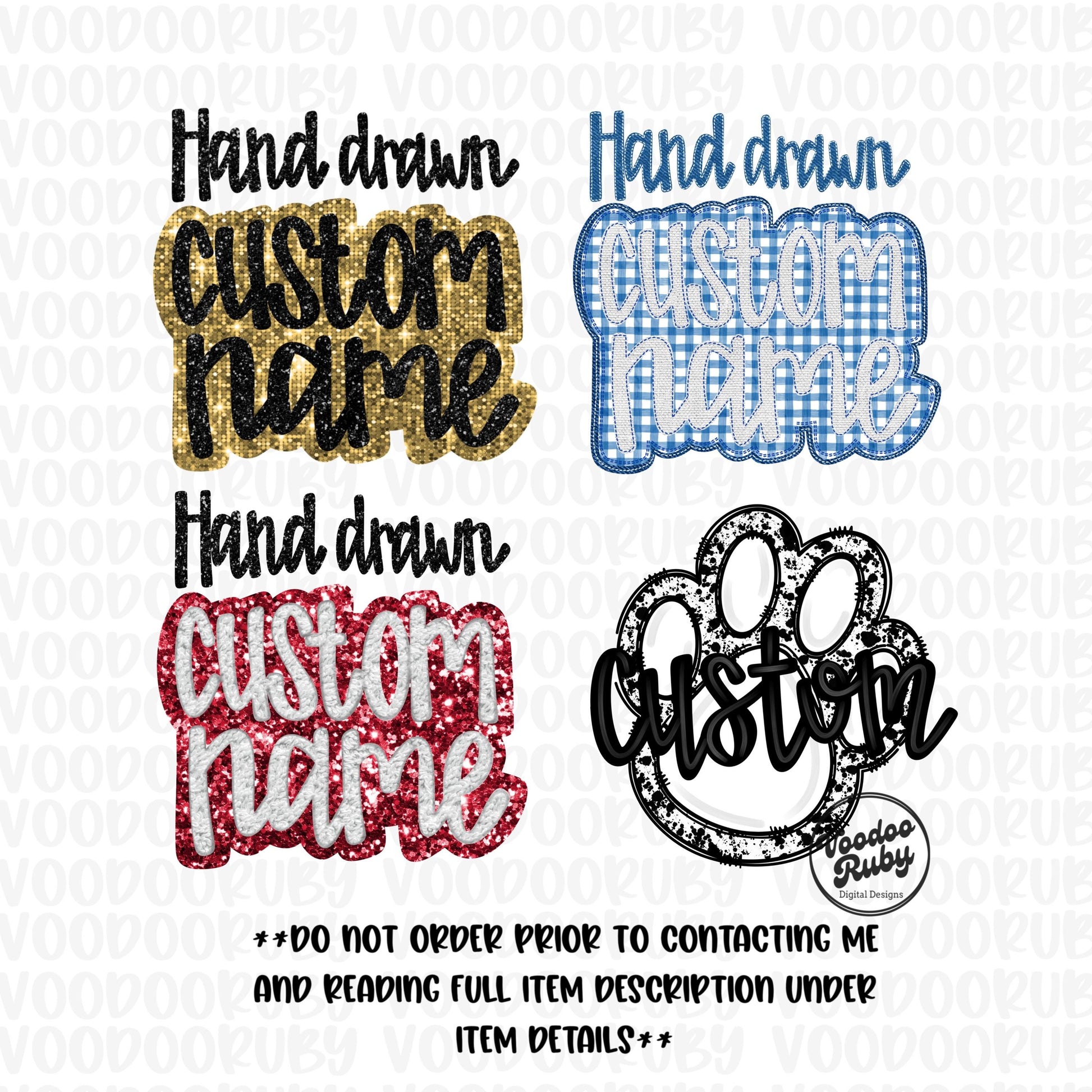 Custom Name Faux Sequin/Chenille PNG Design: Mascot Applique (Digital Download