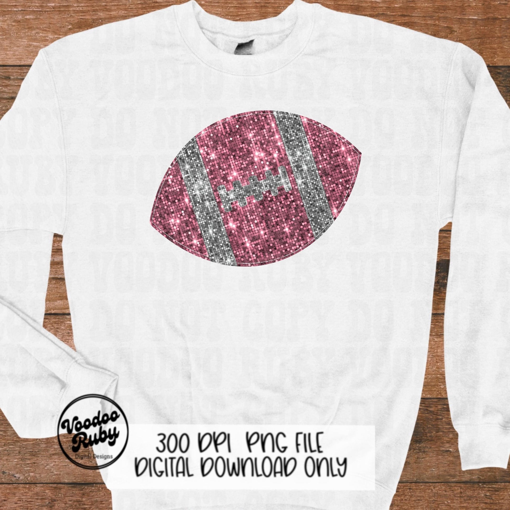 Pink Glitter Football PNG: Sequin Sublimation Design (Digital Download