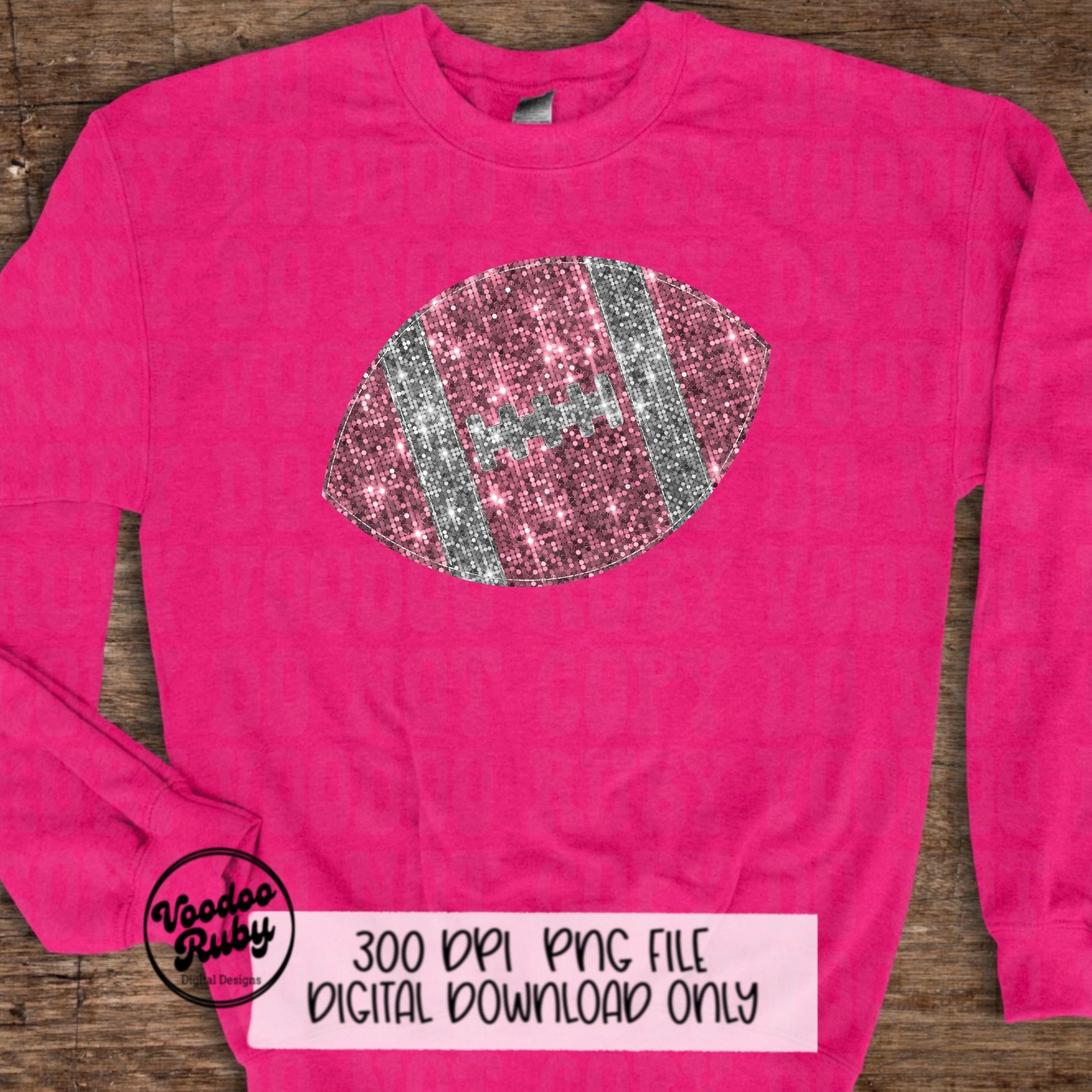 Pink Glitter Football PNG: Sequin Sublimation Design (Digital Download