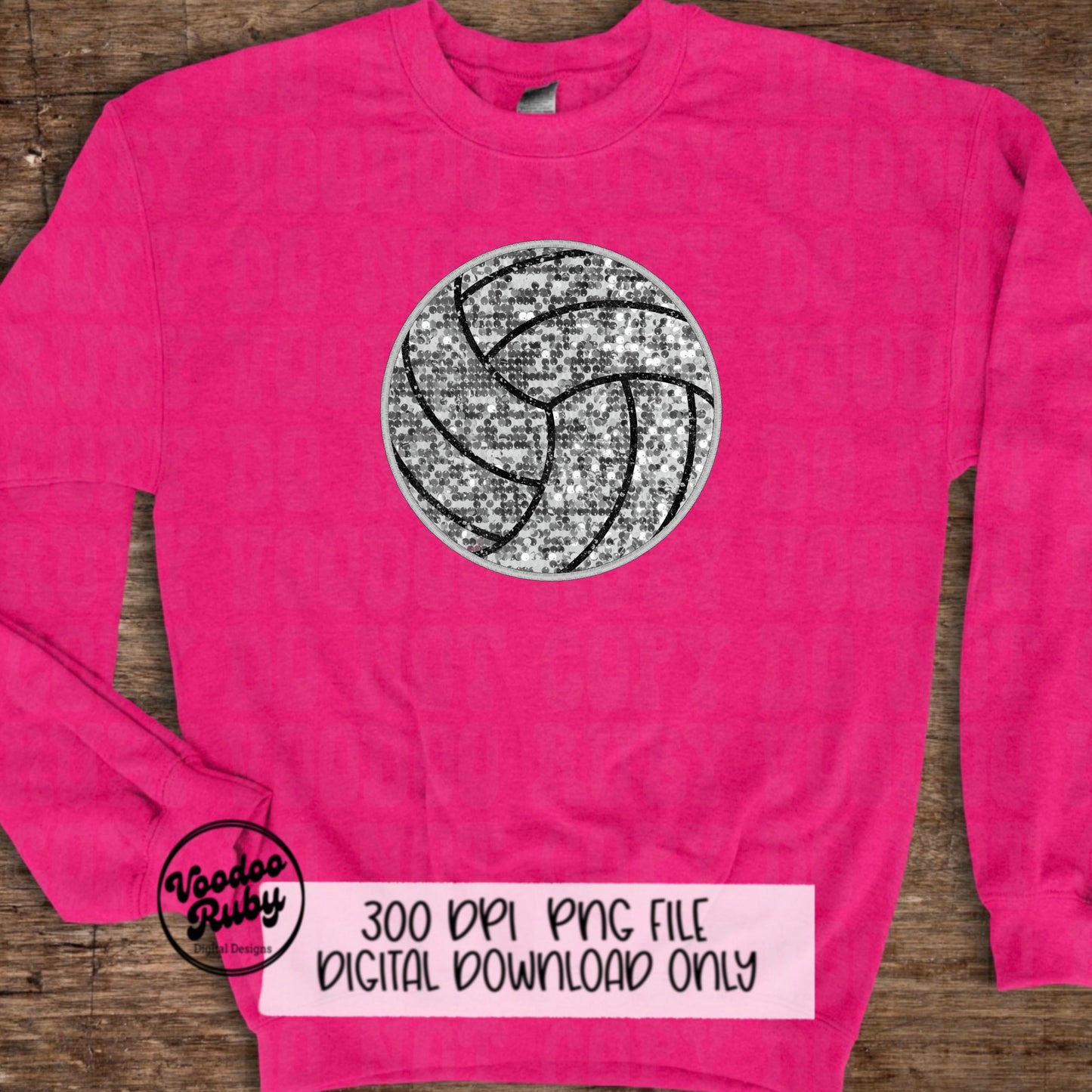 Sequin Volleyball PNG Design Sublimation Hand Drawn Digital Download Faux Sequins Patch png Volleyball Clip Art Volleyball DTF Printable