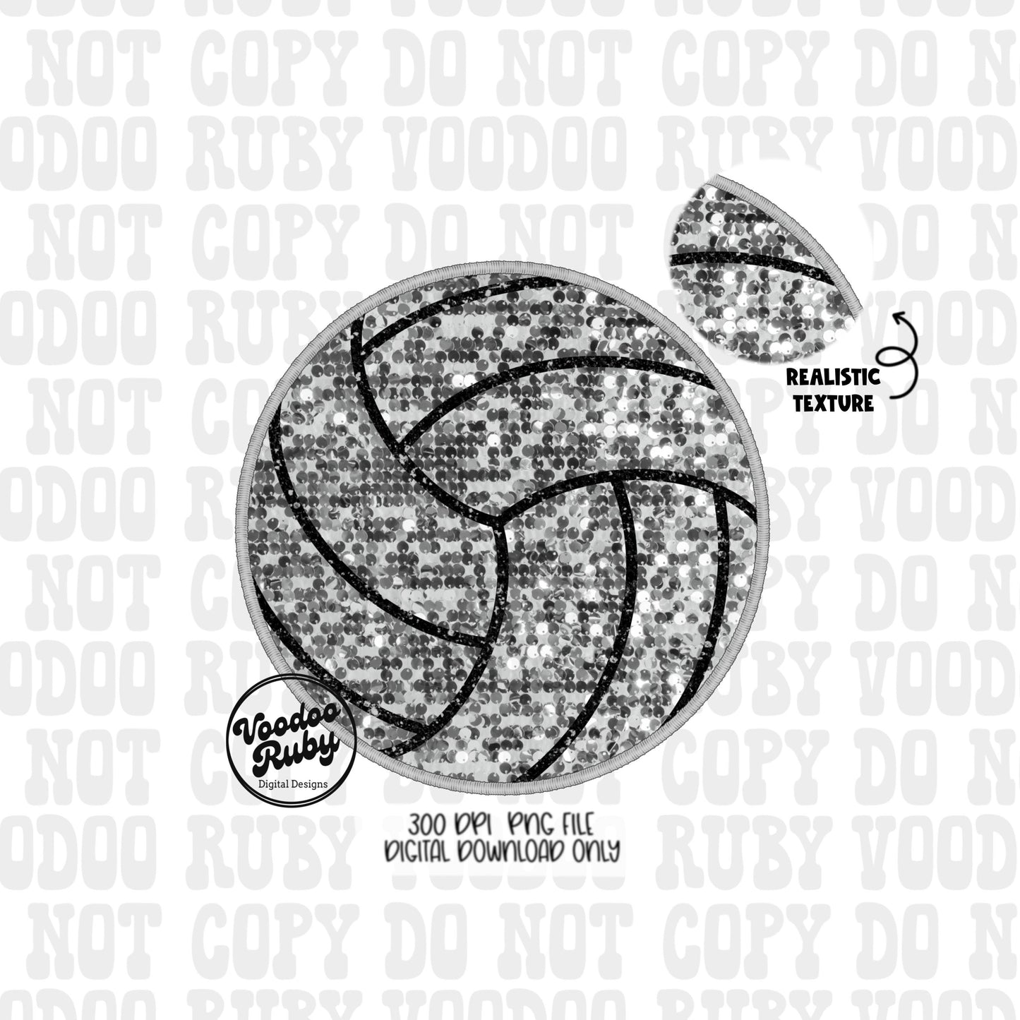 Sequin Volleyball PNG Design Sublimation Hand Drawn Digital Download Faux Sequins Patch png Volleyball Clip Art Volleyball DTF Printable