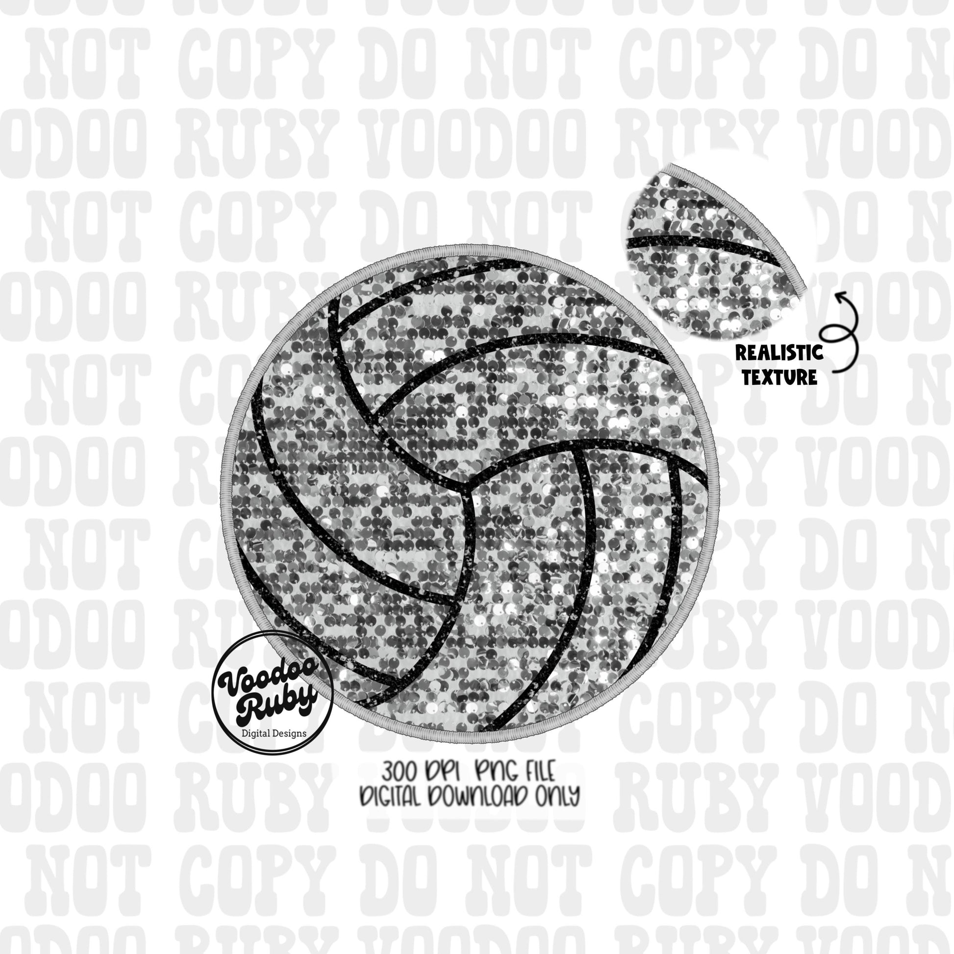 Sequin Volleyball PNG Design Sublimation Hand Drawn Digital Download Faux Sequins Patch png Volleyball Clip Art Volleyball DTF Printable