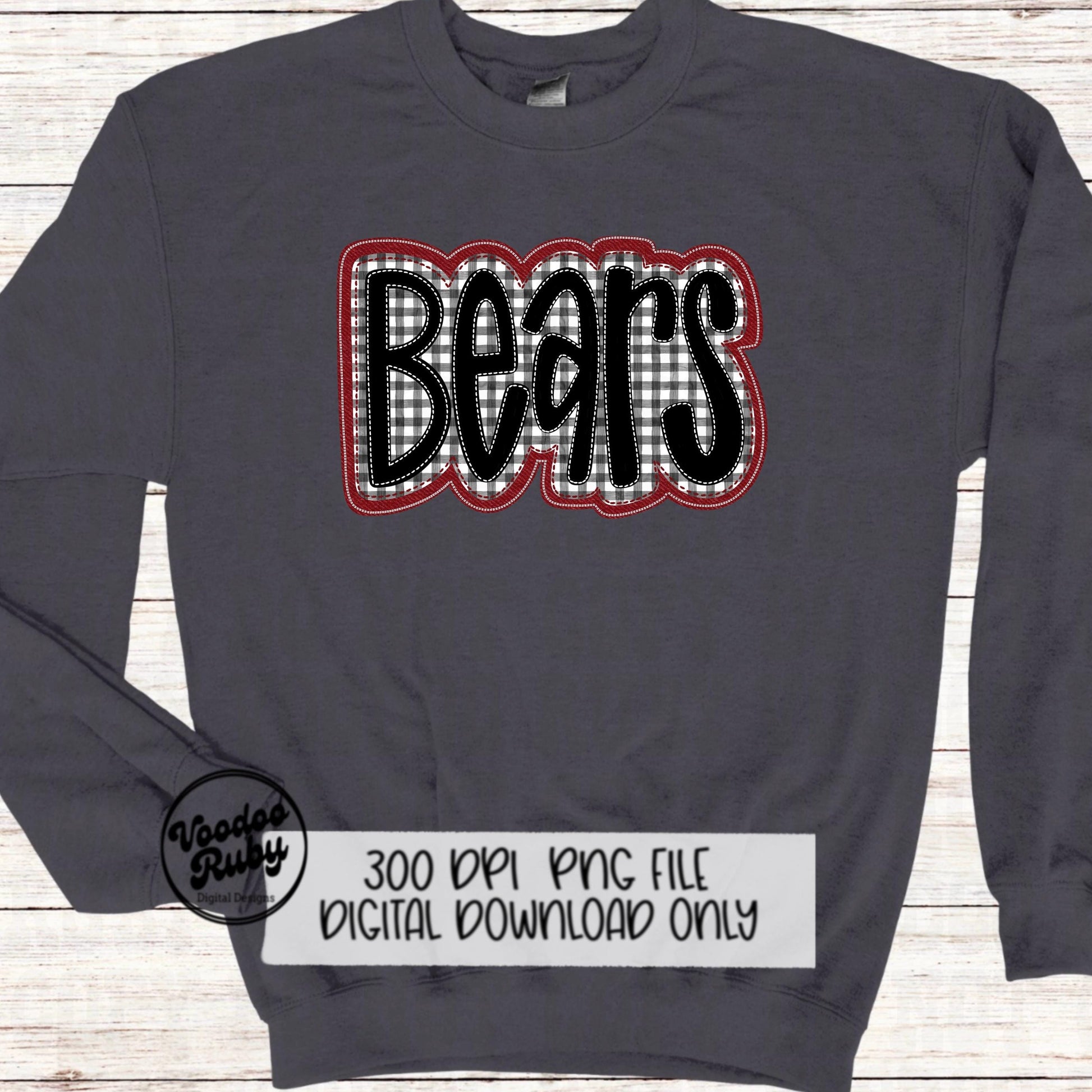 Bears PNG Design Embroidery Faux Applique Hand Drawn Digital Download Sublimation Bears PNG Football png Bears DTF Printable