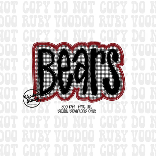 Bears PNG Design Embroidery Faux Applique Hand Drawn Digital Download Sublimation Bears PNG Football png Bears DTF Printable
